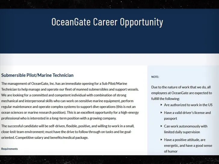 OceanGate Posts Job Listing For New Sub Pilot While Titan Submersible Was Still MIA